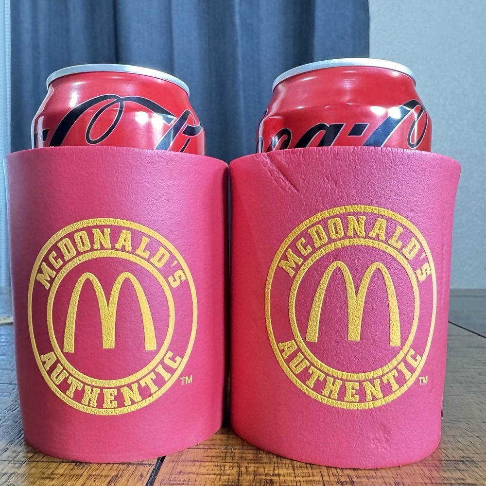 Vintage Pair Of McDonald's Foam Can Cooler Koozie Soda Beer‎ Holder Koozie